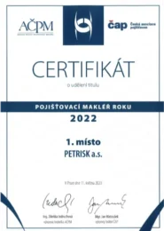 Pojišťovací makléř roku 2022 - 1. místo